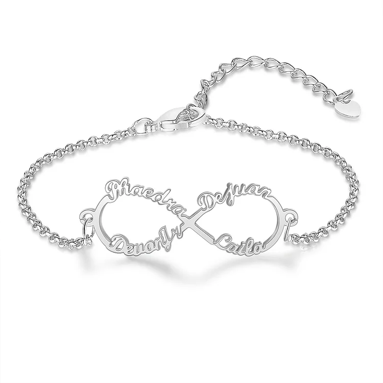 Personalized Infinity Name Bracelet Custom 4 Names Love Bracelet