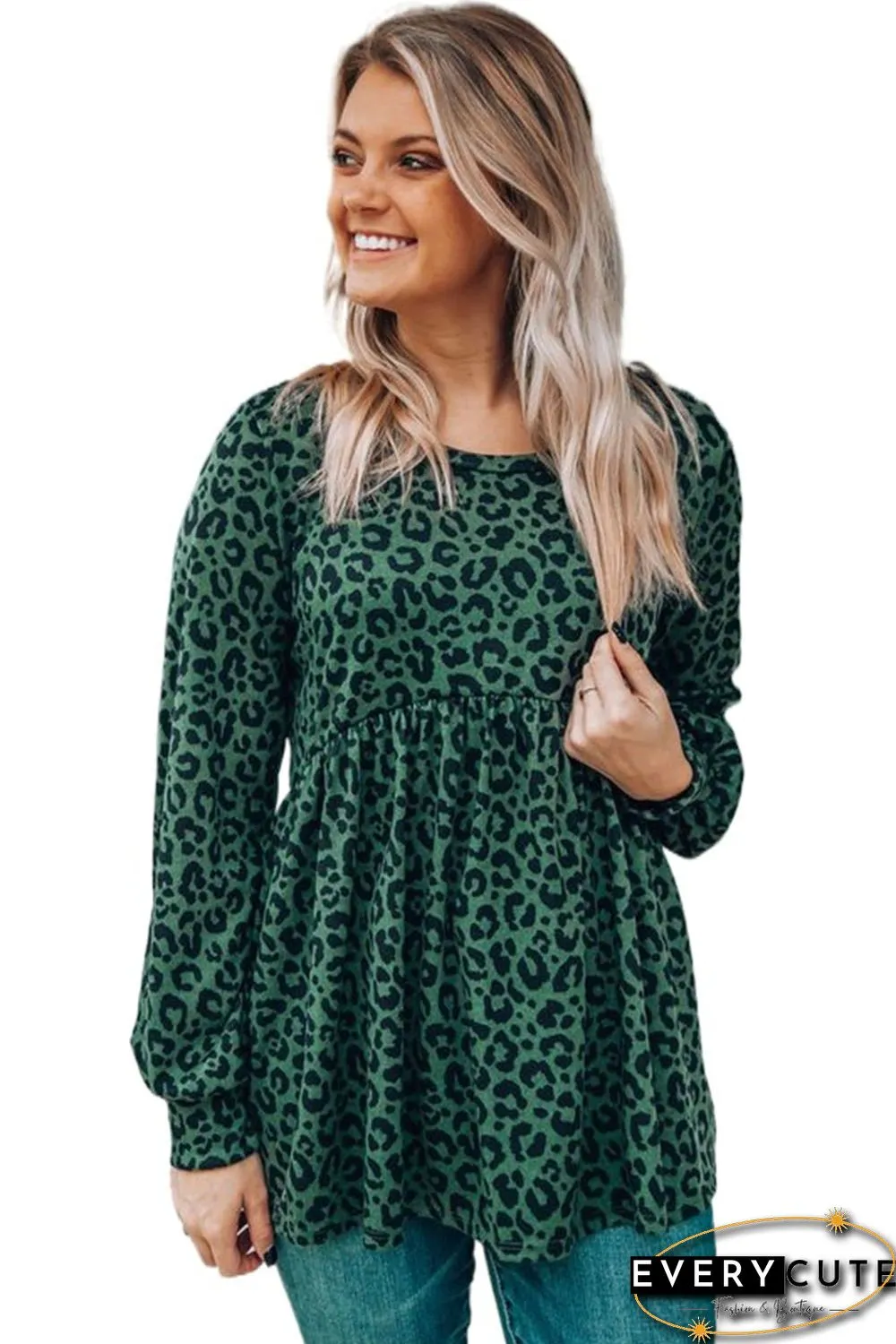 Leopard Long Sleeve Flowy Top