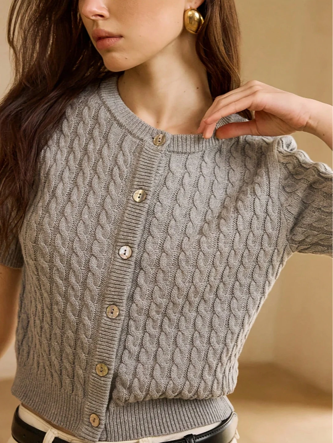 Nigikala Nigikala Buckle Temperament Commuter Knitted Knitted Shirt For Women's Autumn And Winter Knitted Cardigan