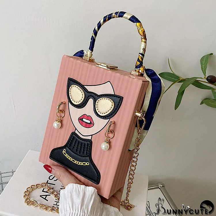 Pink Casual Print Patchwork Chains Bags