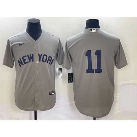 Men's New York Yankees #11 Anthony Volpe Gray Cool Base Stitched Baseball Jersey 3V9V