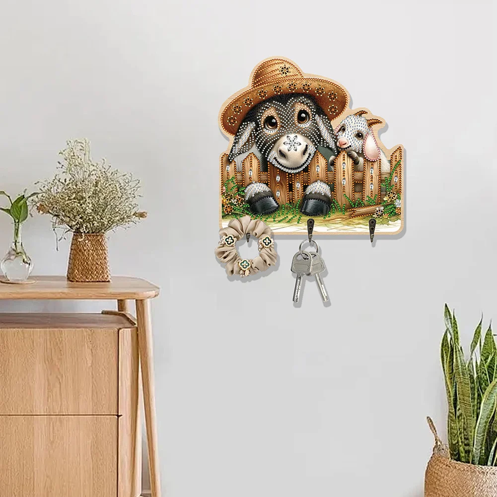 DIY Donkey 3 Hooks Diamond Painting Pet Hook Rail Diamond Art Hanging Hooks