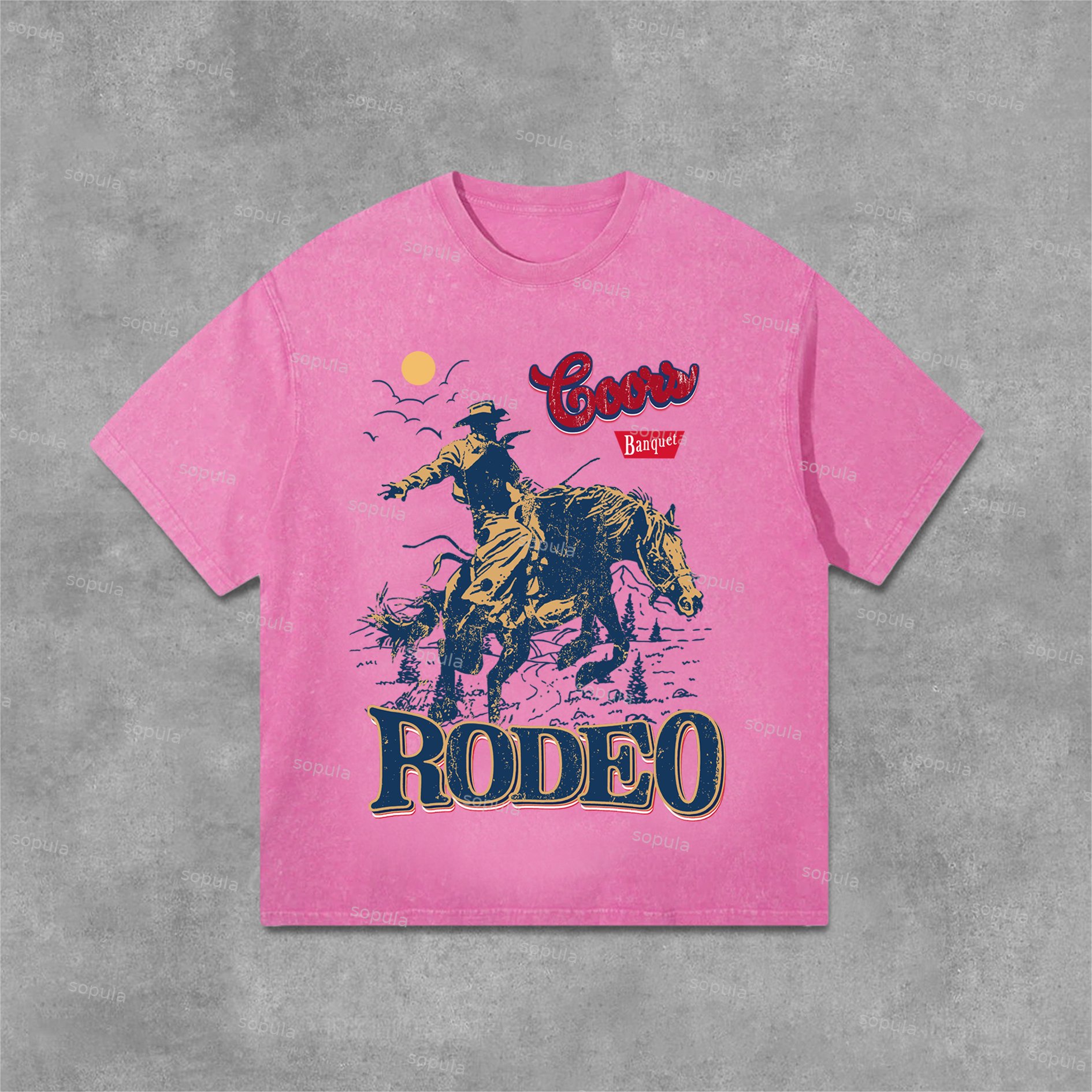 Sopula Coors Banquet Rodeo Classic Graphics Print Acid Washed T-Shirt - Sopula ｜Premium Graphic Tees & Graphic Streetwear