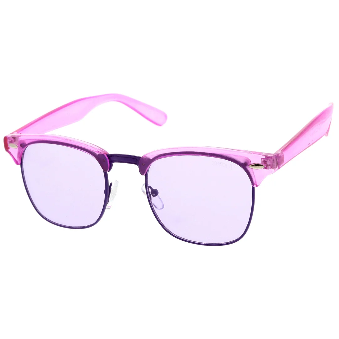 Classic Translucent Horn Rimmed Square Color Tinted Lens Half Frame glasses 49mm