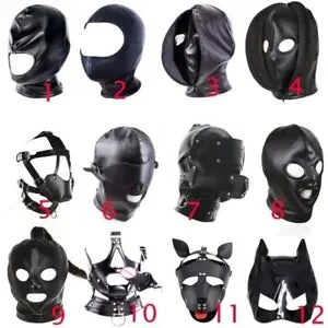 pornhint Pornhint Leather Padded Hood Mask Blindfold,Head Harness Restraint Mask,BDSM Bondage Gimp