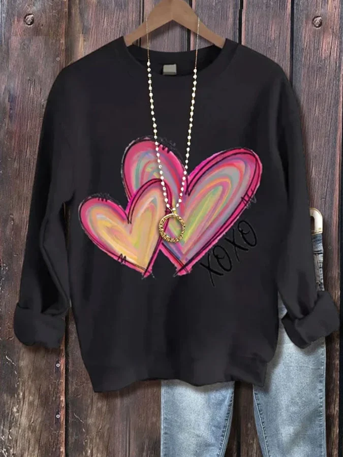 Women's Valentine's Day Casual Printed Long Sleeve Sweatshirt