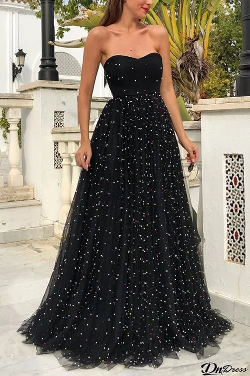 Beading Strapless Maxi Dress