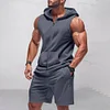 Men's Loose-Fit Casual Hooded Vest And Shorts Athletic Set by Inlyline