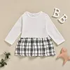 Autumn Winter Kid Baby Girls Clothes Plaid Tops Tutu Dress 2PCS Sets