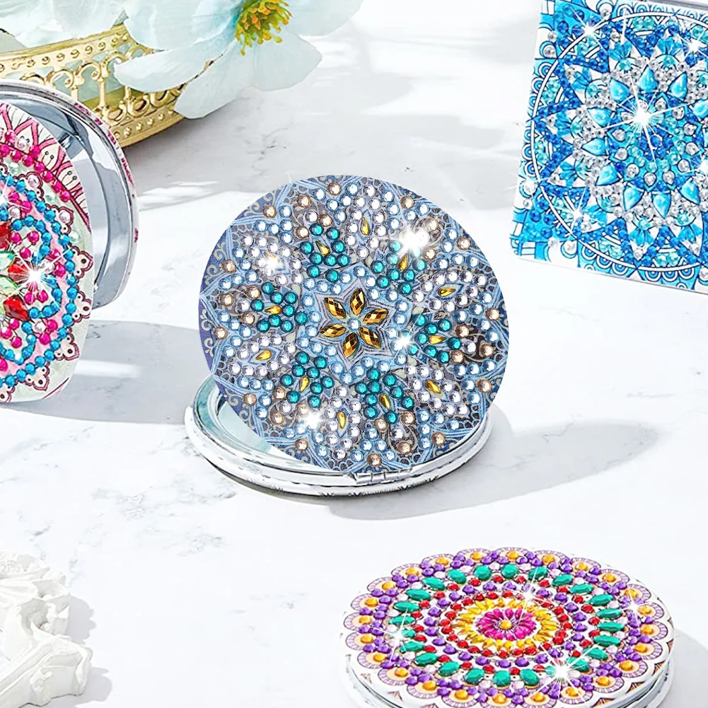 DIY Mandala Diamond Painting Makeup Compact Mirror Portable Folding Purse Mirror