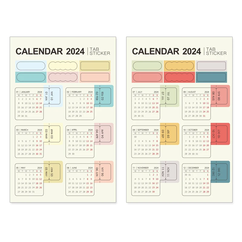 Transparent Washi Paper 2023 2024 Year Calendar Stickers Monthly Planner Stickers Agenda Schedule Date Label Stationery Stickers