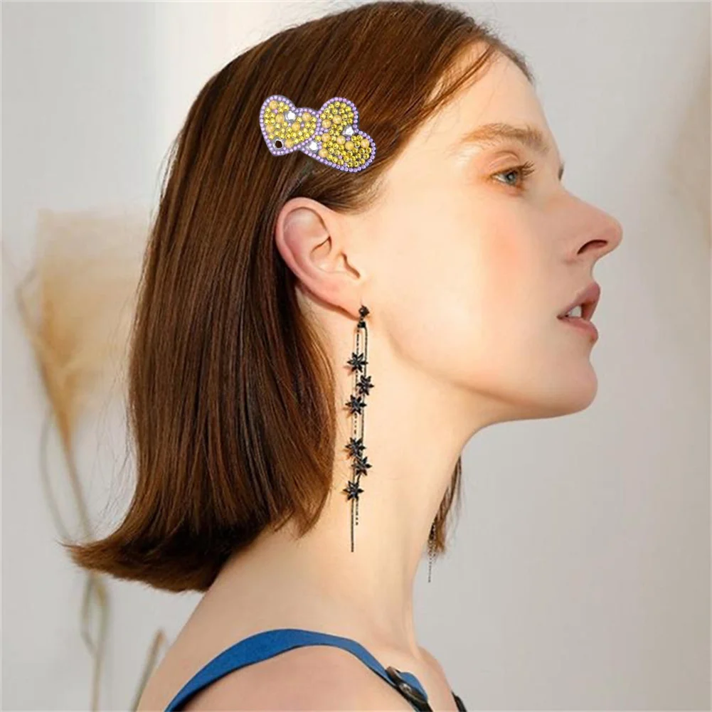 DIY 3Pcs Heart  Diamond Painting Hairpin Diamond Hair Clips Gift for Girls