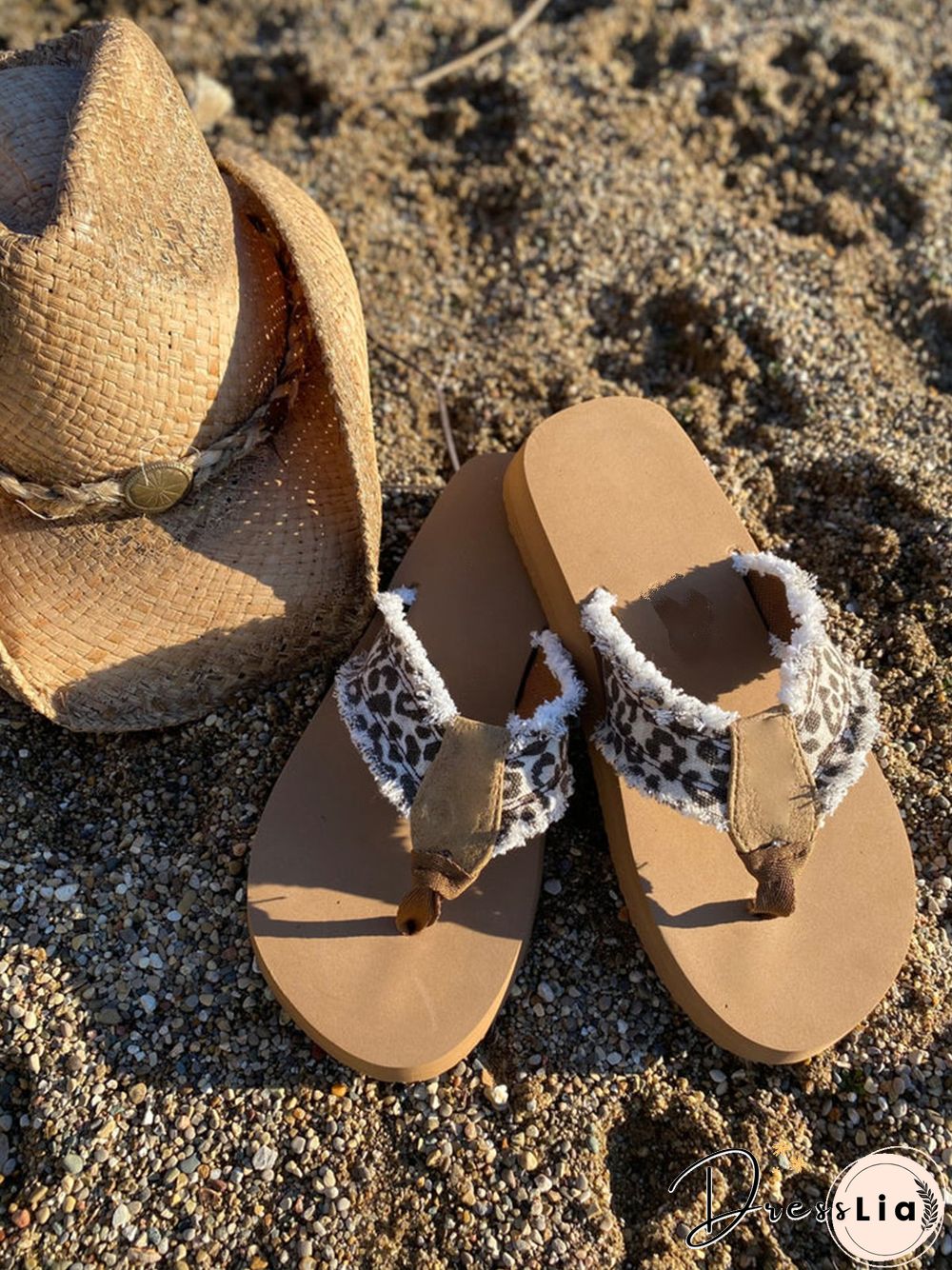 Leopard Print Flip Flop Sandals