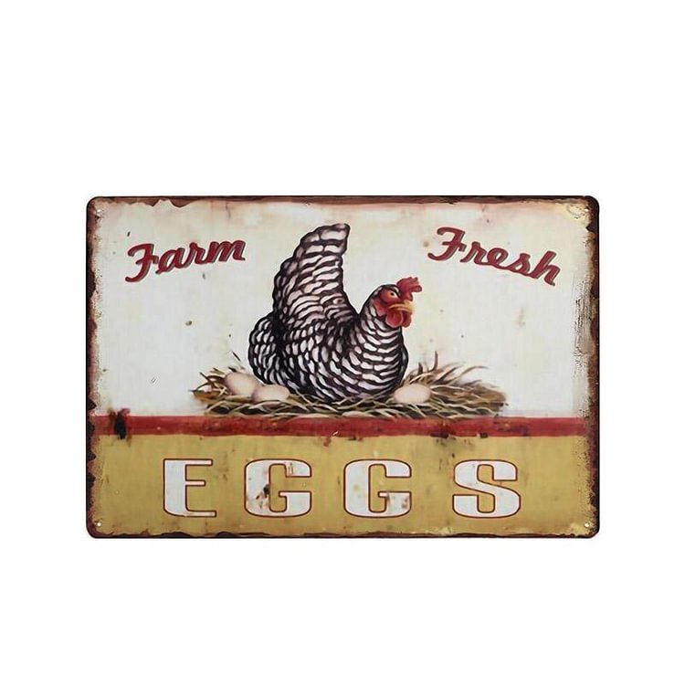 Chicken Farm Fresh Eggs- Vintage Tin Signs/Wooden Signs - 7.9x11.8in & 11.8x15.7in