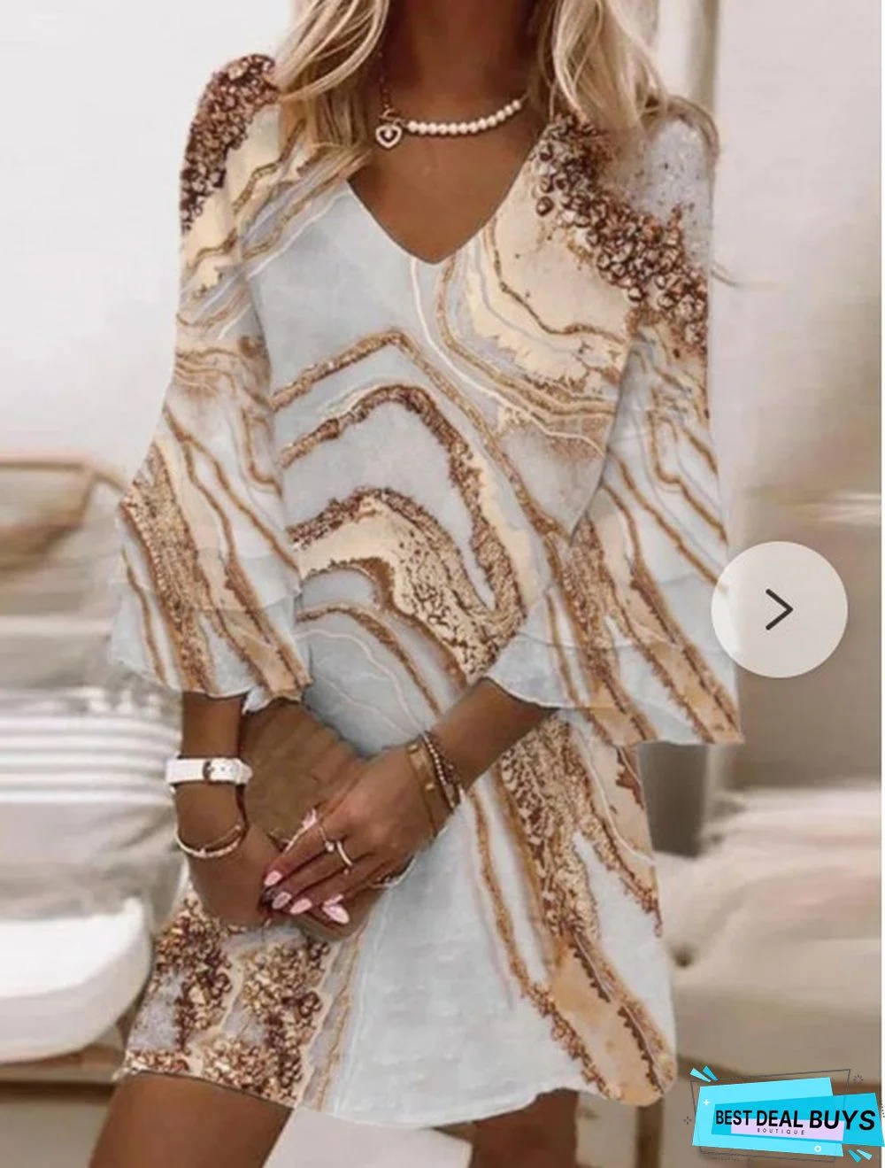 Fresh Print V Leader Mini Dress