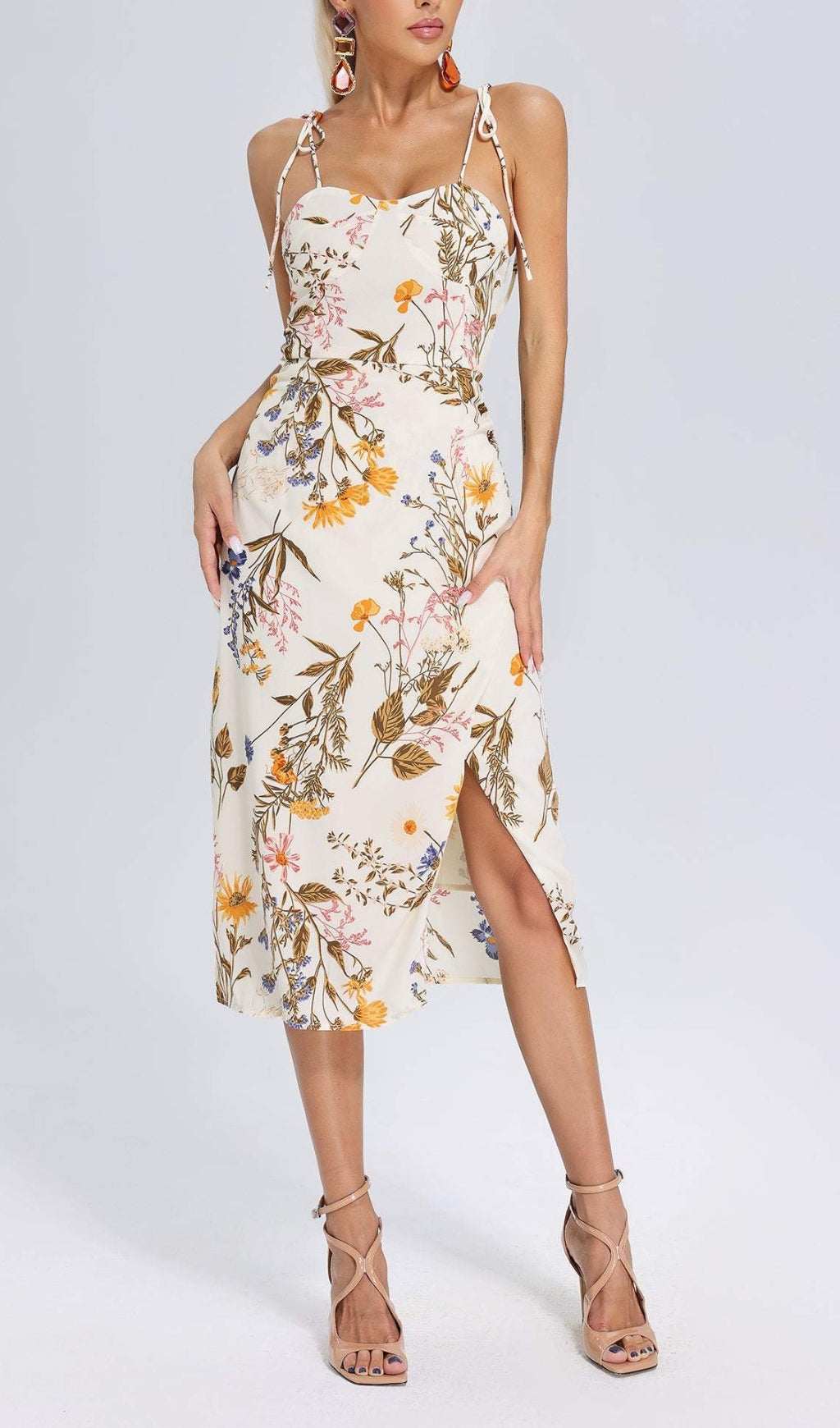 Analía Floral Printed Midi Dress Fashionslee
