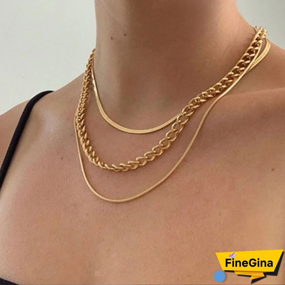 Fashion Multi-Layer Stacking Creative Personality Three-Layer Necklace