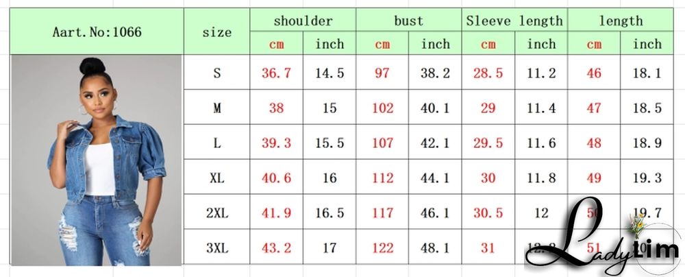 Fashion Button Up Short Sleeve Half Puff Sleeve Women Denim Jacket