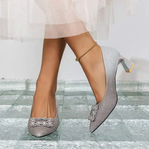 Women's Rhinestone Square Buckle High Heels shopify Stunahome.com