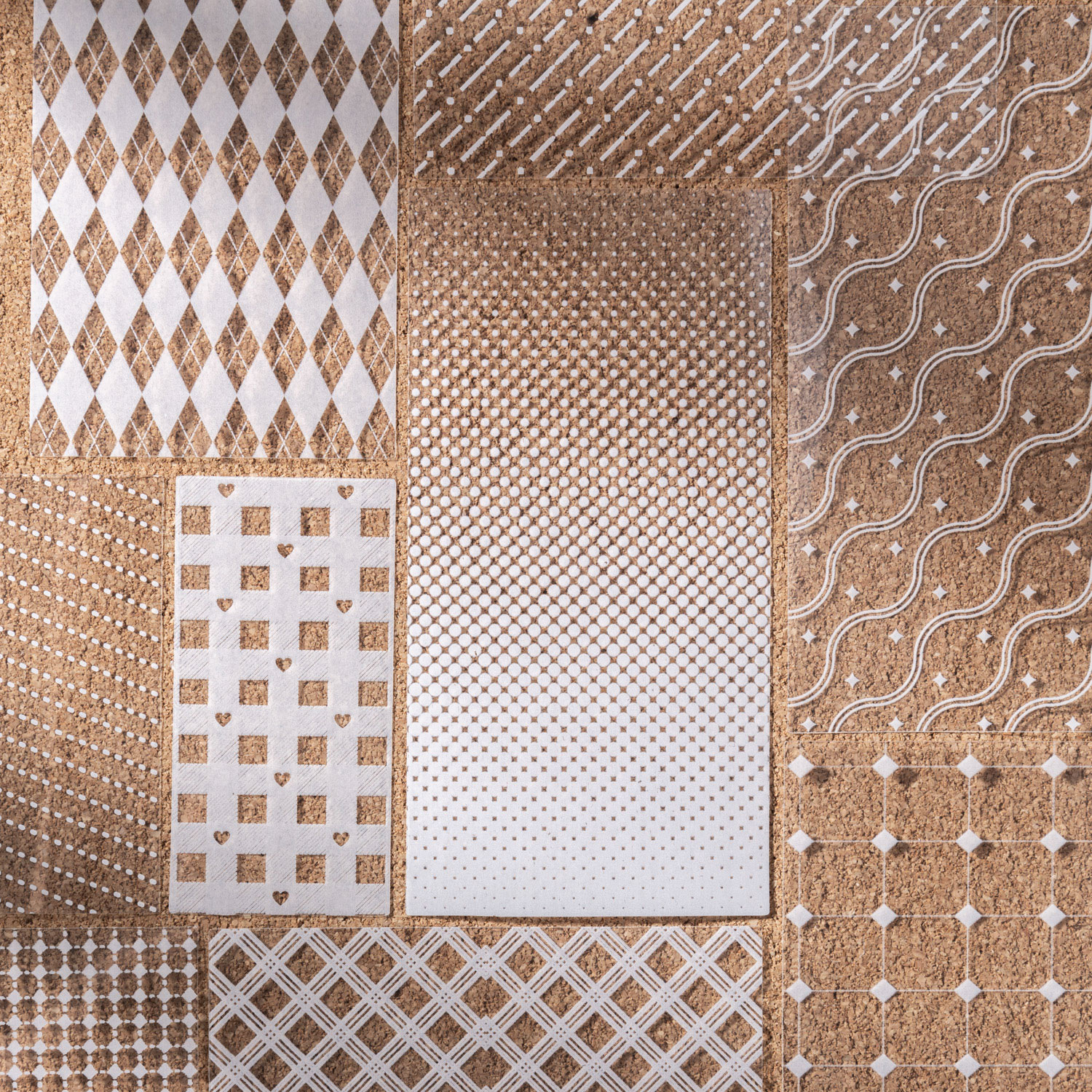 PET 스티커 - 빈 공간 컬렉션 시리즈 빈티지 격자 무늬