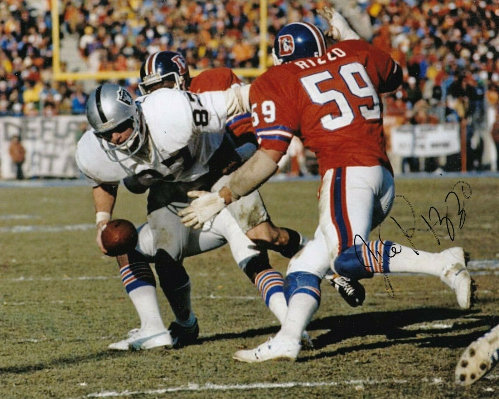 JOE RIZZO DENVER BRONCOS ACTION SIGNED 8x10