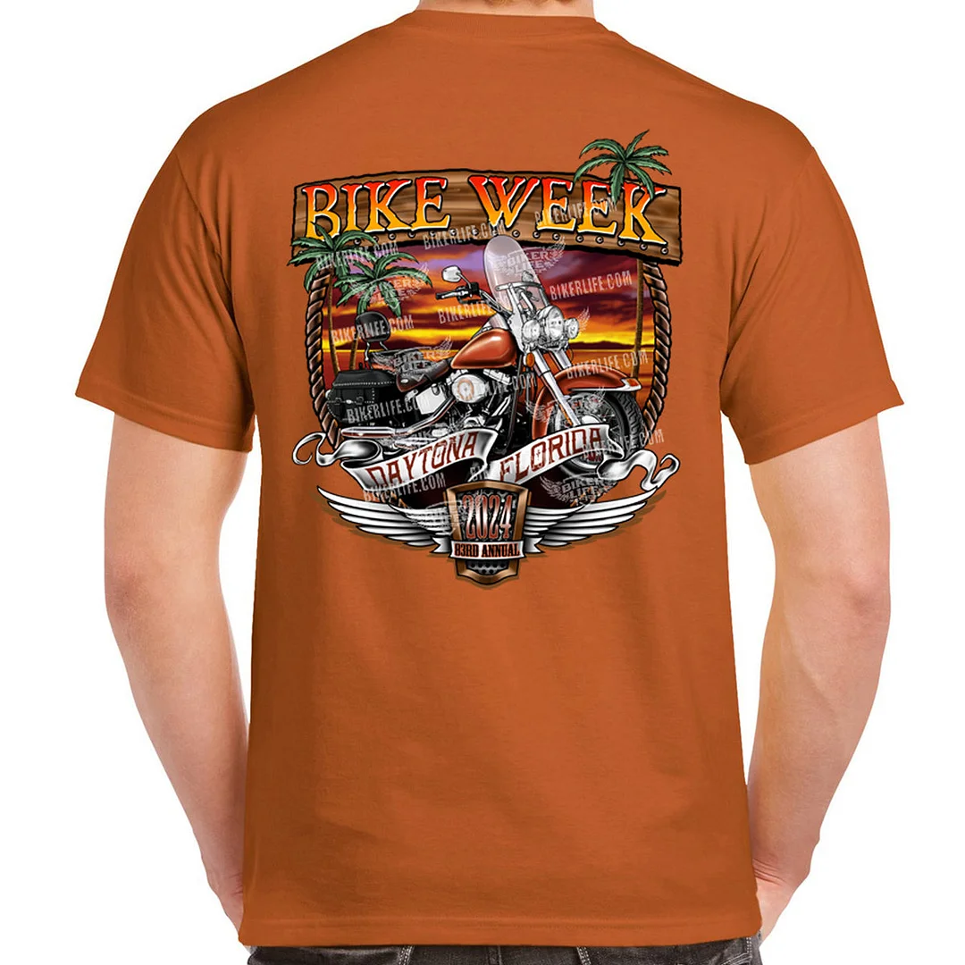 2024 Bike Week Daytona Beach Sunset Bike Shield TShirt