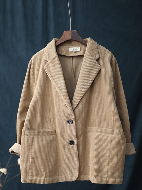 Vintage Solid Corduroy Suit Outwears