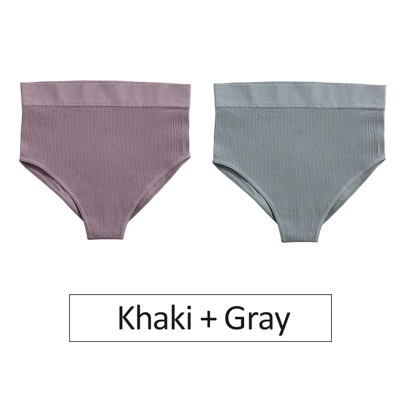 2PCS/Set Women's Panties High Waist Seamless Underwear Female Underpants Woman Sexy Briefs Ladies Panties Intimates Lingerie