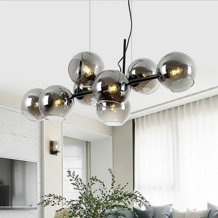 Globe Nordic Glass Bubble Chandelier Metal Industrial Chandelier Ceiling Lights - Appledas
