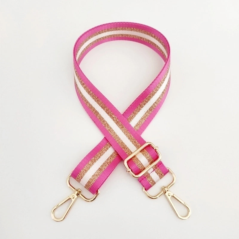 New Colorful Nylon Wide Shoulder Strap Bright Gold Thread Purse Accessories Strap Adjustable Shoulder Crossbody Replacement Long Strap