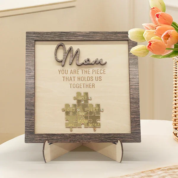 Mom Puzzle Sign Personalized 7 Names You Are the Piece That Holds Us Together Mother's Day Gift