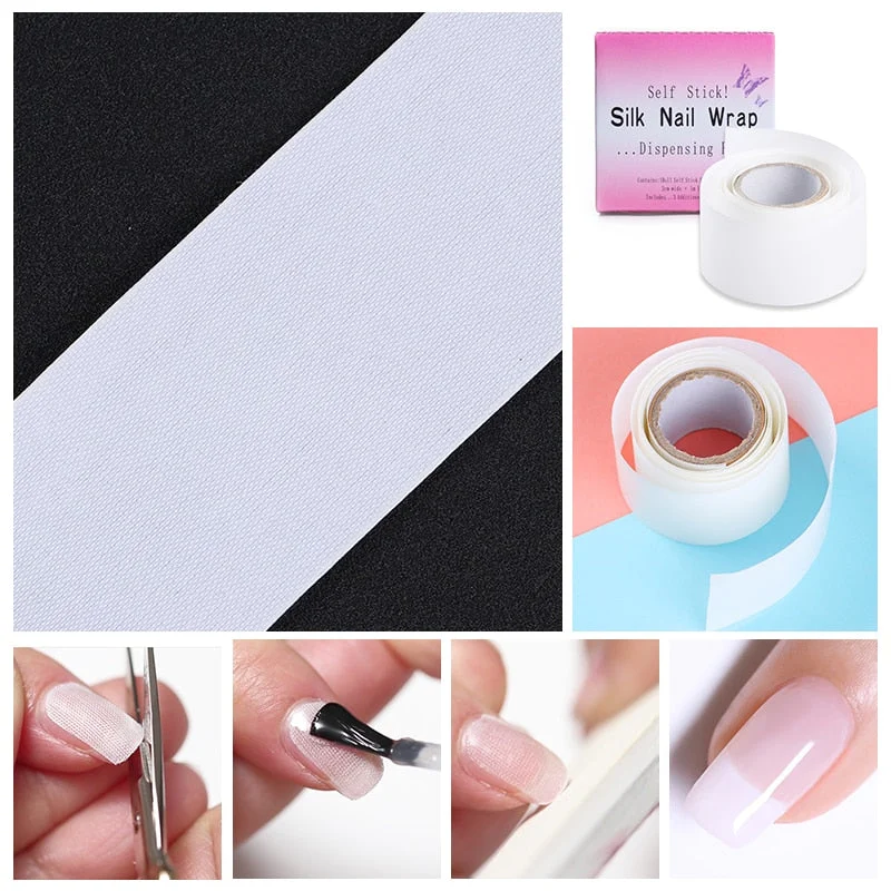 Nail Wraps Reinforce Fiberglass Adhesive  Silk White UV Gel Acrylic Nail Protector Building Extension Form Nail Art Tools-Nail Inspo
