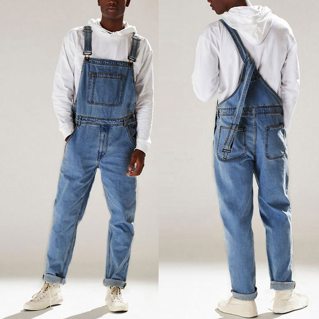 501 Shrink Pocket Overall Mens Suspenders Man Jumpsuits Streetwear Jumpsuit Overall Pants Jeans Men'S Pants джинсы мужские