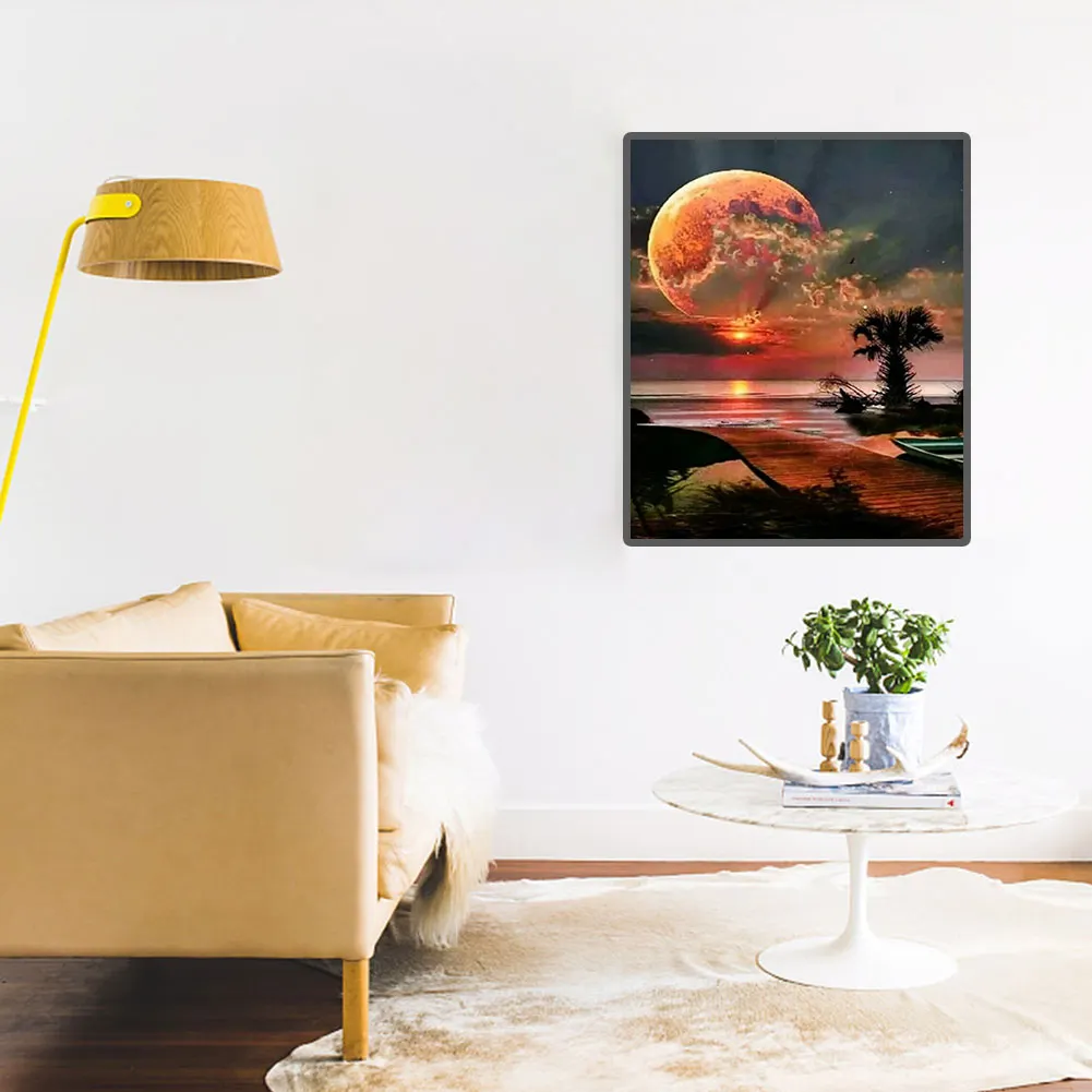 Full Round Diamond Painting 40*50cm - Sunrise At The Seaside