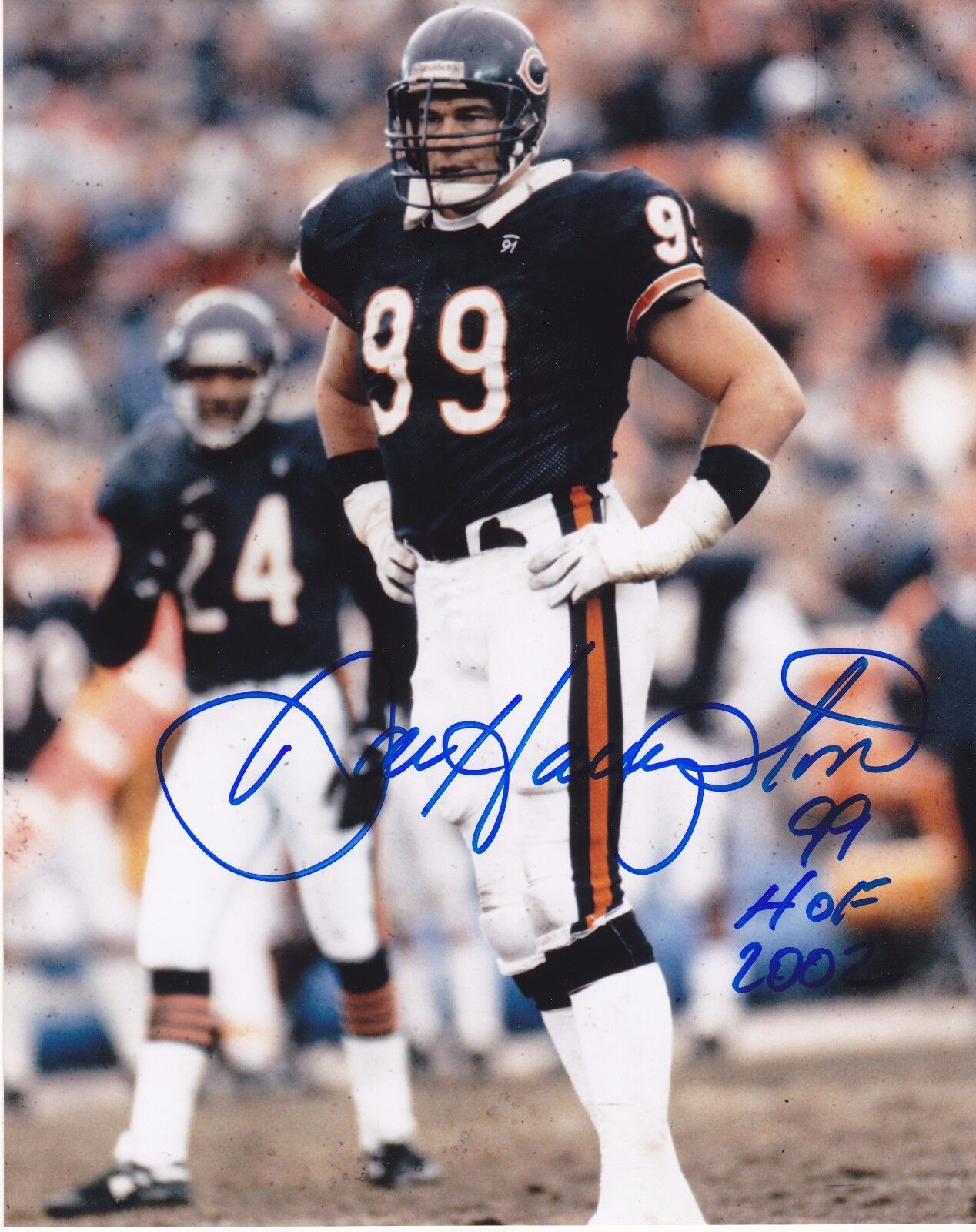 DAN HAMPTON CHICAGO BEARS HOF 2002 ACTION SIGNED 8x10