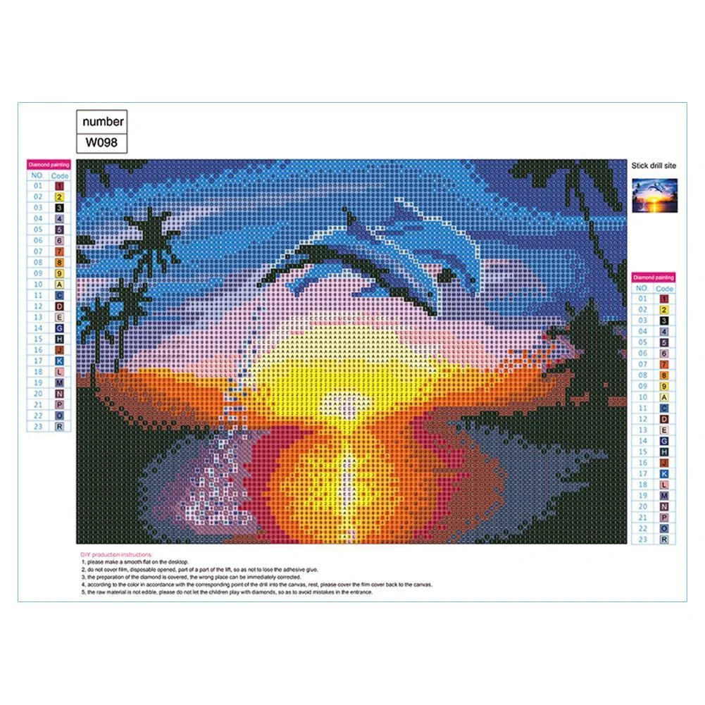 Diamond Painting - Full Round Drill - Jumping Dolphin(40*30cm)