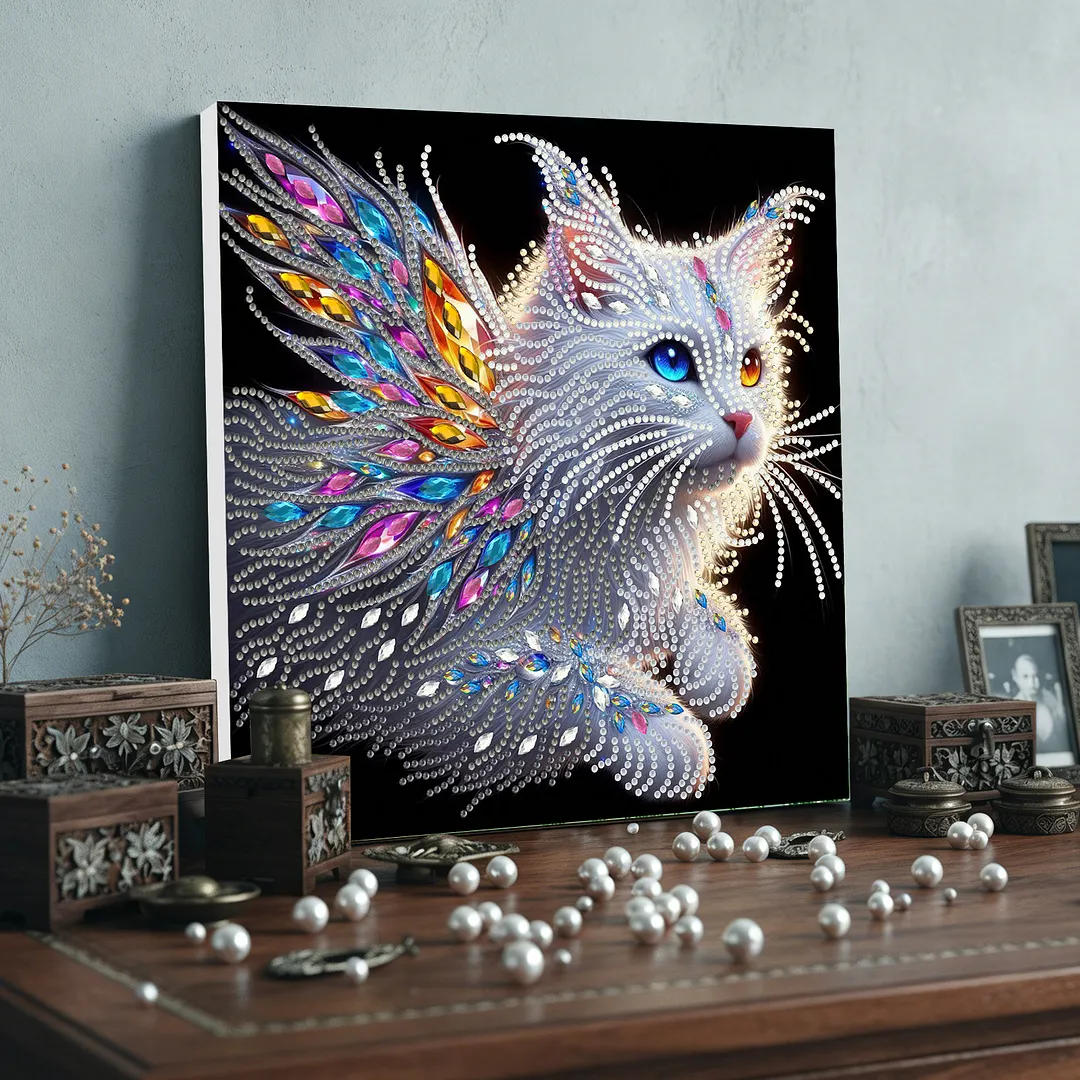 DIY Special Shape Drill Pearl Gem Diamond Art Painting Kit with Frame 9.84x9.84in Art Craft Pearl Diamond Painting for Adults Beginners Home Decor (BK49)