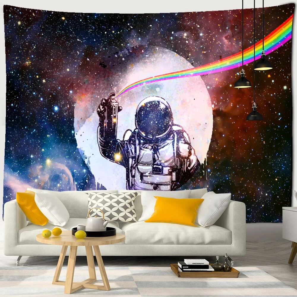 Nigikala Character Starry Sky Tapestry Wall Hanging Astronaut Psychedelic Witchcraft Dormitory Hippie Tapiz Home Decor
