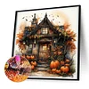 Halloween Pumpkin Street-Full Round Diamond Painting 30*30CM