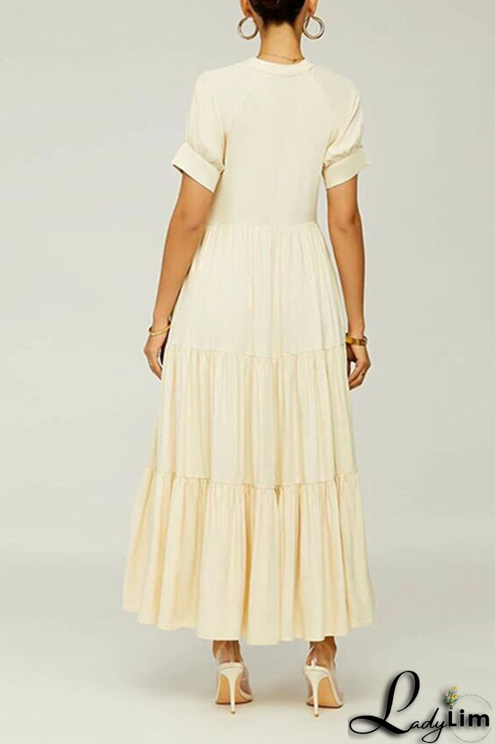 Black Casual Solid Patchwork Fold O Neck A Line Dresses