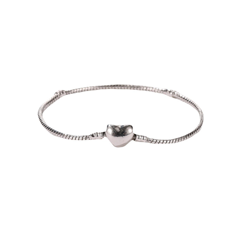 3MM Panjia Bracelet Heart Buckle Basic Chain Snake Bone Chain Silver Plated Diy Women’s Bracelet Jewelry