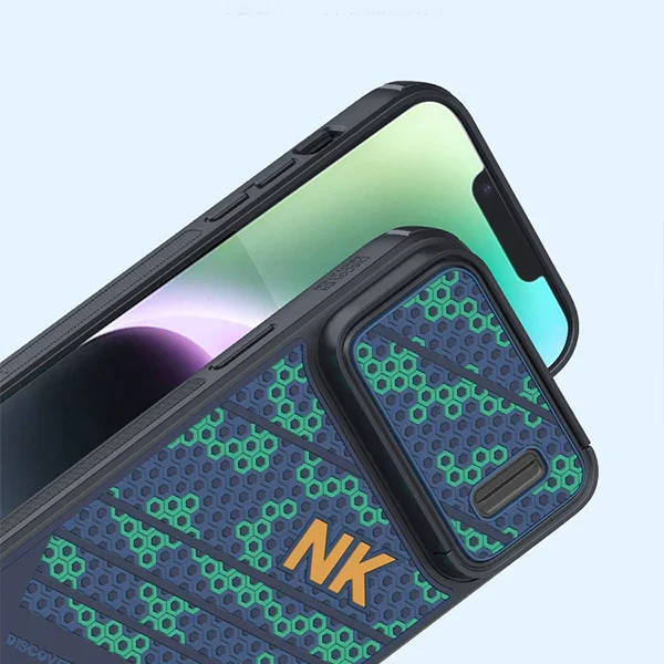 For iPhone Slide Cover Magnetic Decoration Embossed Logo And Three-Dimensional Mobile Phone Case