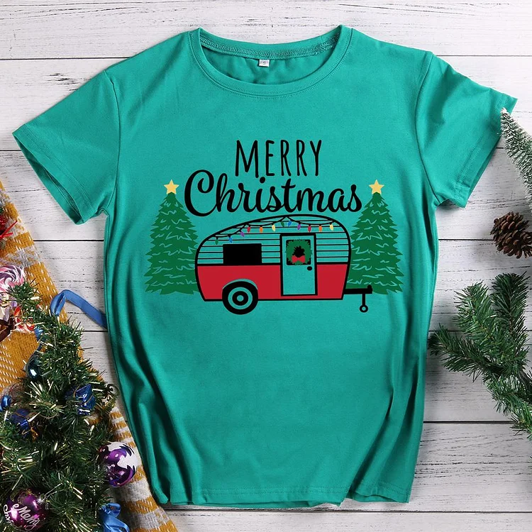 Christmas Camper T-Shirt Tee -08548-Annaletters