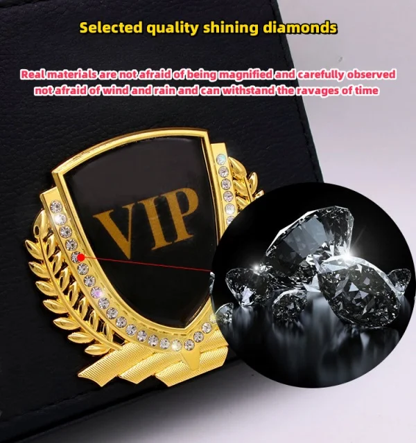 3D Car Side Logo With Diamond Ear Metal Body Sticker