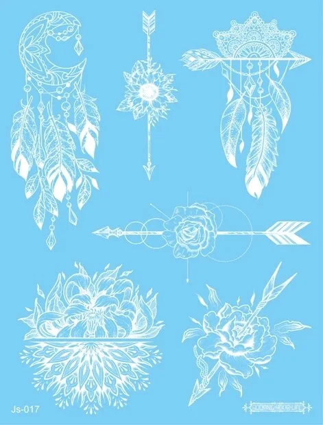 Sdrawing Creative Fake Temporary Tattoo Snowflake Star Moon Flower Butterfly Body Art Beauty Face Tattoo Makeup Sticker for Women