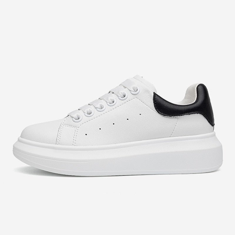 CXJYWMJL Genuine Leather Women Platform Sneakers Autumn Fashion Sports Little White Shoes Ladies Vulcanized Shoes Large Size 42