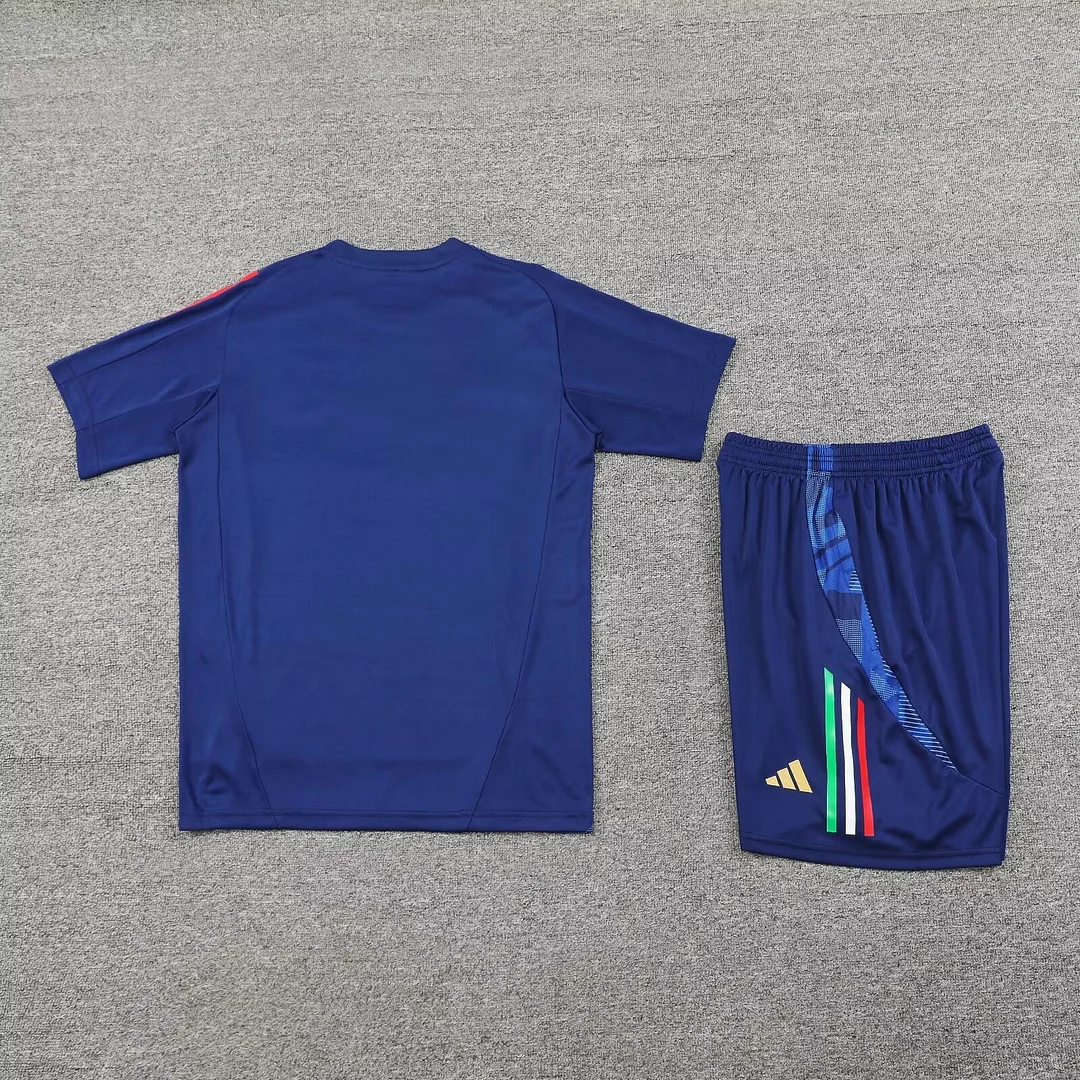 2024 Italy Pre-match training Blue Shirt+Shorts 1:1 Thai Quality