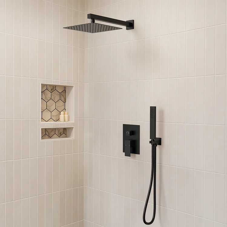 EVERSTEIN Rainfall Shower System in Matte Black M6066BI-10BL