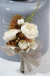10PCS Neutral Beige Khaki Wedding Catering Bridal Groom Guests Corsage Boutonniere Wrist Artificial Flower Bouquets
