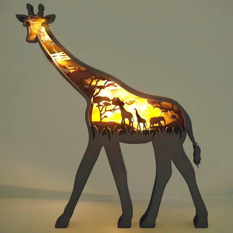 WoodyOrnament Giraffe Carving Handcraft Gift